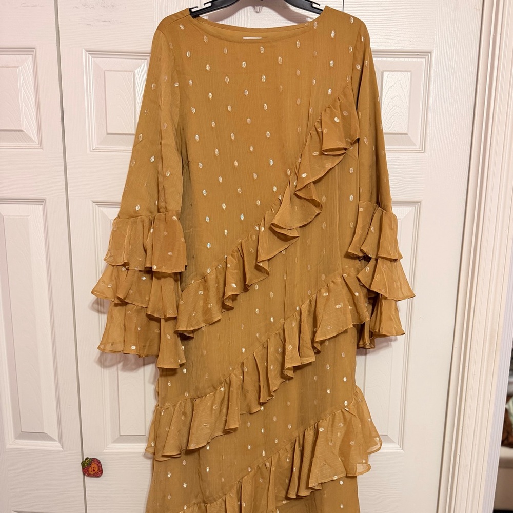ASOS Mustard Polka Dot Maxi Dress